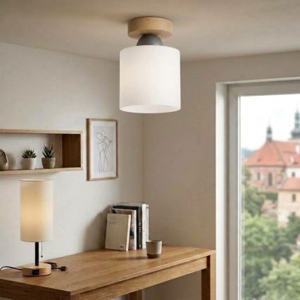 BRILAGI - LED таванно осветително тяло RETRO GLASS 1xE27/60W/230V Ø 10 см дъб/бял