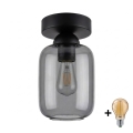 BRILAGI - LED таванно осветително тяло RETRO GLASS 1xE27/60W/230V Ø 14 cm черно/димчато сиво