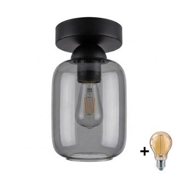 BRILAGI - LED таванно осветително тяло RETRO GLASS 1xE27/60W/230V Ø 14 cm черно/димчато сиво