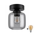 BRILAGI - LED таванно осветително тяло RETRO GLASS 1xE27/60W/230V Ø 14 см черно/опушено сиво