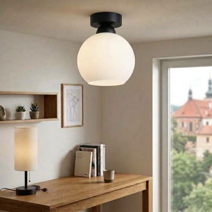 BRILAGI - LED таванно осветително тяло RETRO GLASS 1xE27/60W/230V Ø 15 см черно/бяло