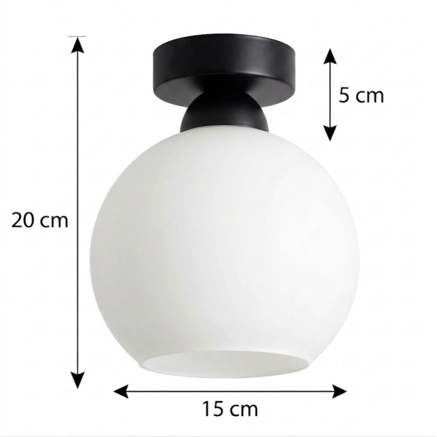 BRILAGI - LED таванно осветително тяло RETRO GLASS 1xE27/60W/230V Ø 15 см черно/бяло