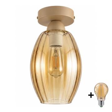 BRILAGI - LED таванно осветително тяло RETRO GLASS 1xE27/60W/230V Ø 17 см бежово/димно бежово