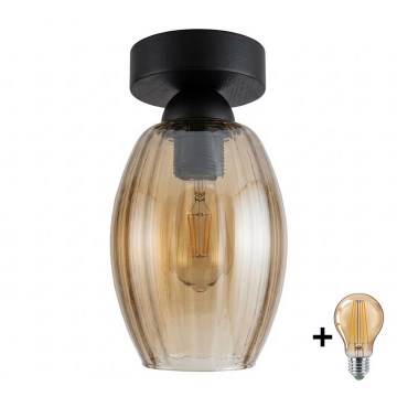 BRILAGI - LED таванно осветително тяло RETRO GLASS 1xE27/60W/230V Ø 17 см черен/димно бежов