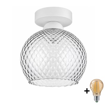 BRILAGI - LED таванно осветително тяло RETRO GLASS 1xE27/60W/230V Ø 18 см бял/димно сив