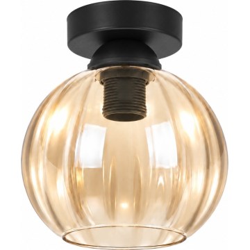 BRILAGI - LED Таванно осветително тяло RETRO GLASS 1xE27/60W/230V Ø 18 см черно/димчато бежово