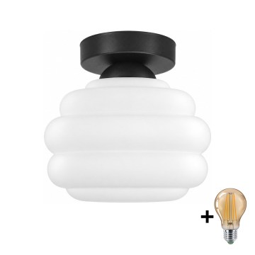 BRILAGI - LED таванно осветително тяло RETRO GLASS 1xE27/60W/230V Ø 20 cm черно/бяло