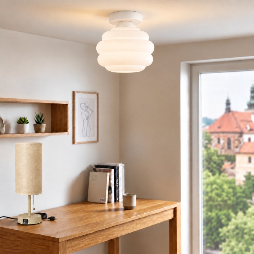 BRILAGI - LED таванно осветително тяло RETRO GLASS 1xE27/60W/230V Ø 20 см бял/бял