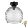 BRILAGI - LED таванно осветително тяло RETRO GLASS 1xE27/60W/230V Ø 25 см черно/димчато сиво