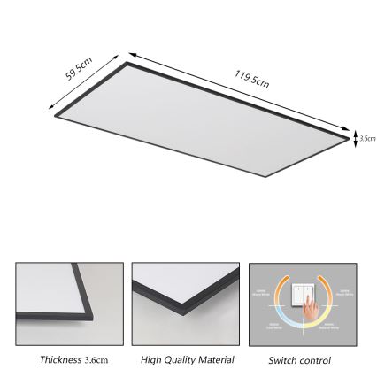 Brilagi - LED таванно осветително тяло SLIMFRAME LED/80W/230V 120x60 cm 3000/4000/6000K черно