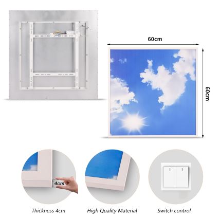 Brilagi - LED таванно осветително тяло SLIMFRAME SKY LED/58W/230V 60x60 cm сребристо/синьо