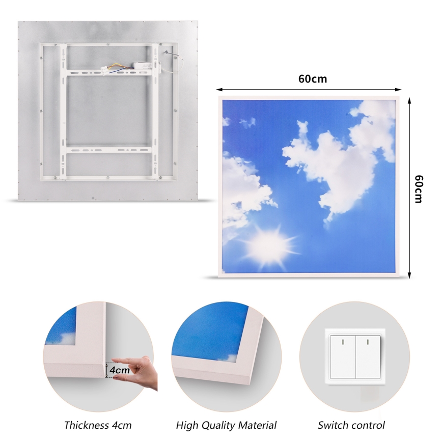 Brilagi - LED таванно осветително тяло SLIMFRAME SKY LED/58W/230V 60x60 cm сребристо/синьо