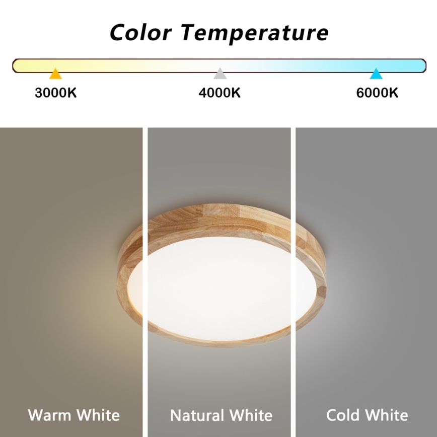 Brilagi - LED таванно осветително тяло WOODLINE LED/24W/230V 3000/4000/6000K дъб, Ø 30 см