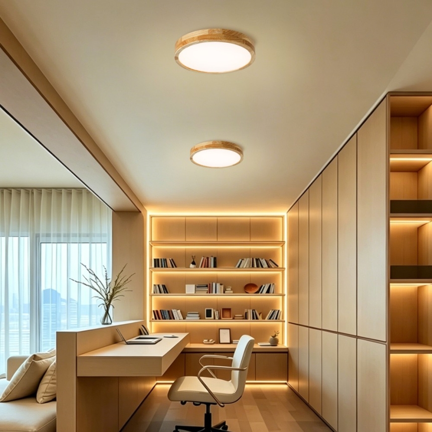 Brilagi - LED таванно осветително тяло WOODLINE LED/24W/230V 3000/4000/6000K дъб, Ø 30 см