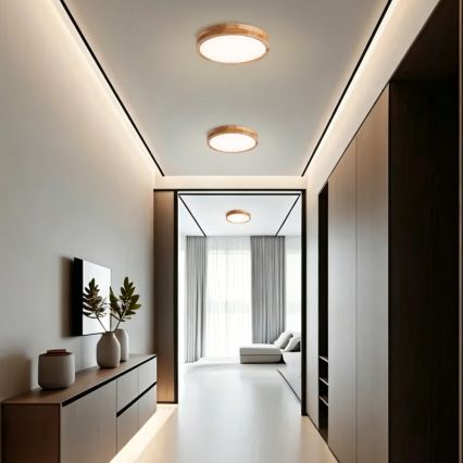Brilagi - LED таванно осветително тяло WOODLINE LED/24W/230V 3000/4000/6000K дъб, Ø 30 см