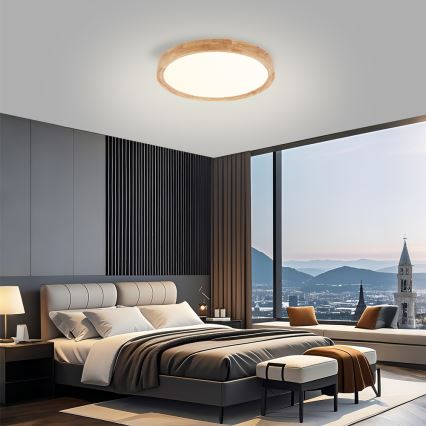 Brilagi - LED таванно осветително тяло WOODROUND LED/30W/230V 3000/4000/6000K диаметър 40 см, дървено, CRI 90