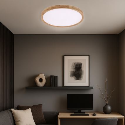 Brilagi - LED таванно осветително тяло WOODROUND LED/40W/230V 3000/4000/6000K Ø 60 см дървено CRI 90