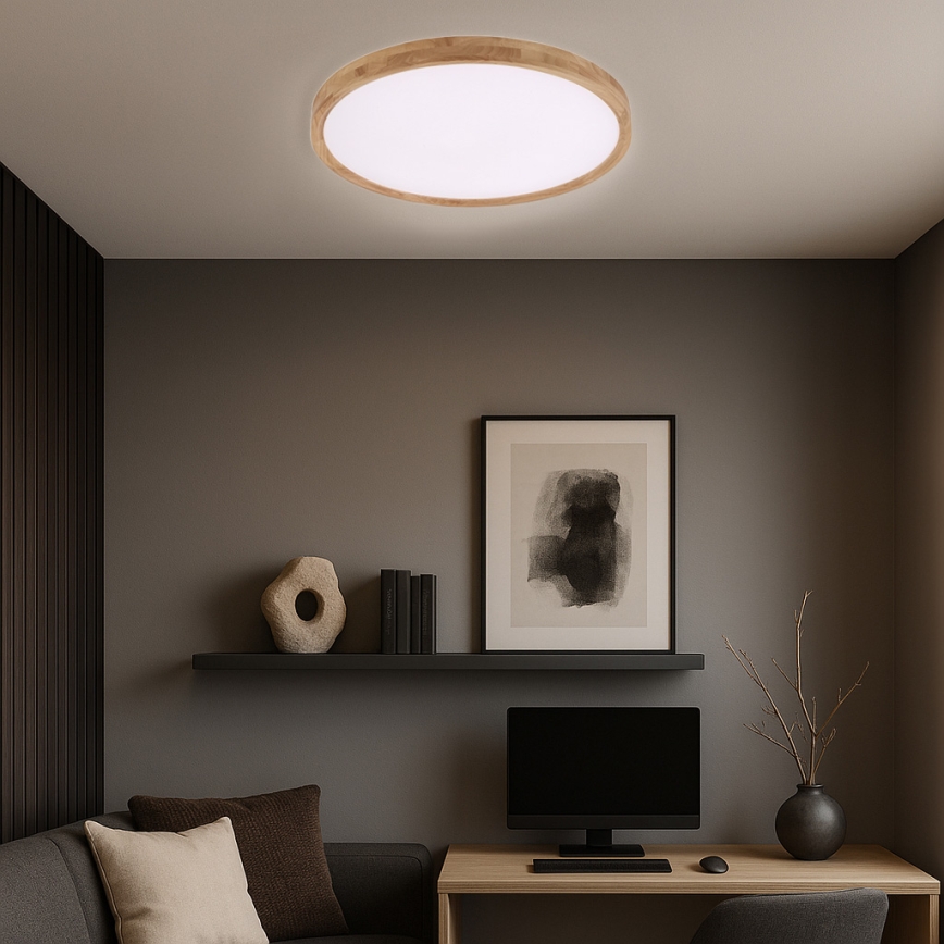 Brilagi - LED таванно осветително тяло WOODROUND LED/40W/230V 3000/4000/6000K Ø 60 см дървено CRI 90