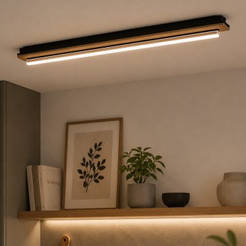 Brilagi - LED таванно осветително тяло WOODY FLAT LED/25W/230V 118 cm дъб/черно