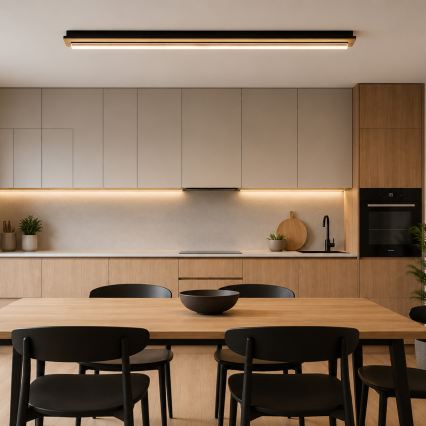 Brilagi - LED таванно осветително тяло WOODY FLAT LED/25W/230V 118 cm дъб/черно