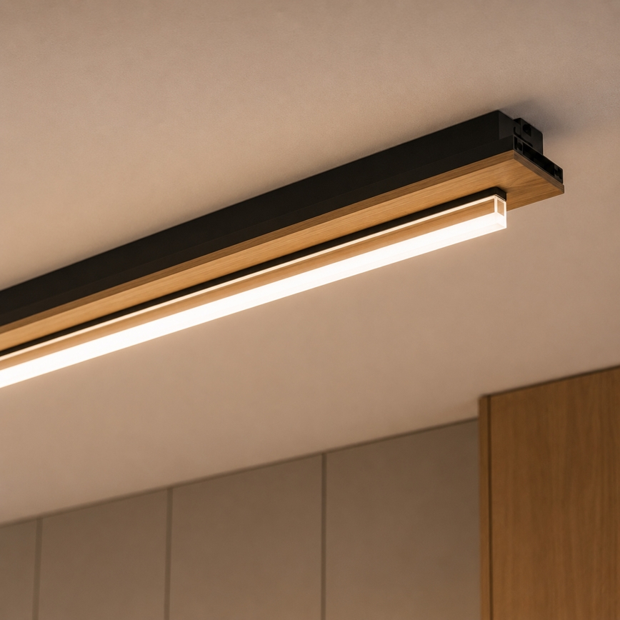 Brilagi - LED таванно осветително тяло WOODY FLAT LED/25W/230V 118 cm дъб/черно