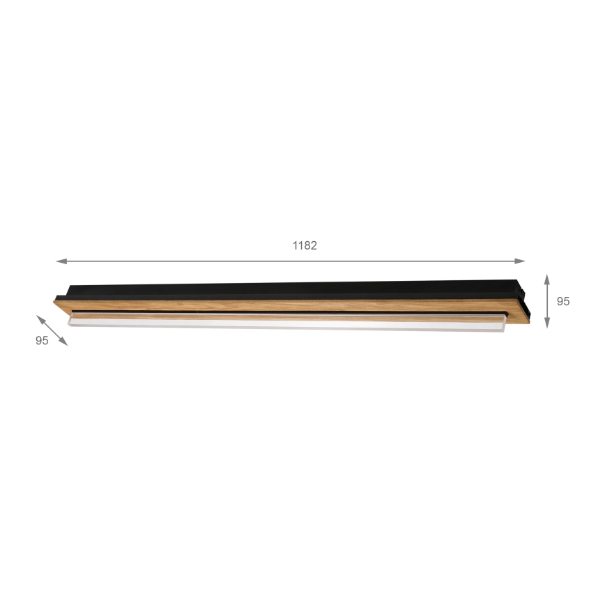 Brilagi - LED таванно осветително тяло WOODY FLAT LED/25W/230V 118 cm дъб/черно