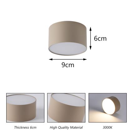 Brilagi - LED таванно осветително тяло за баня FORIS, LED/9W/230V, Ø 9 см, бежово, IP44, CRI 90