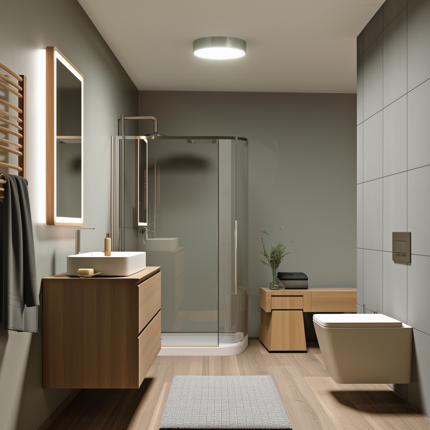 Brilagi - LED таванен плафон за баня POOL LED/24W/230V 3000/4000/5500K Ø 30 см IP54 матов хром