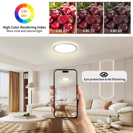 Brilagi - LED таванно осветително тяло за баня ULTRA SLIM LED/12W/230V Ø 22,5 cm сребристо IP54