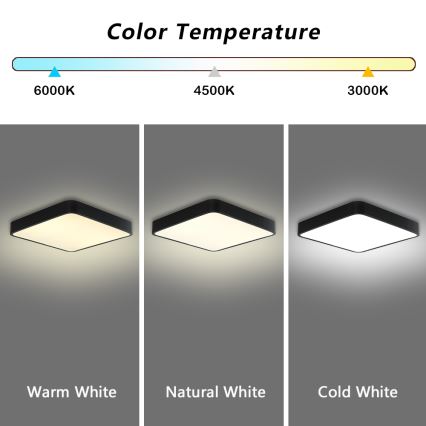 Brilagi - LED таванно осветително тяло POOL SQUARE LED/36W/230V 3000/4500/6000K 40x40 см черно