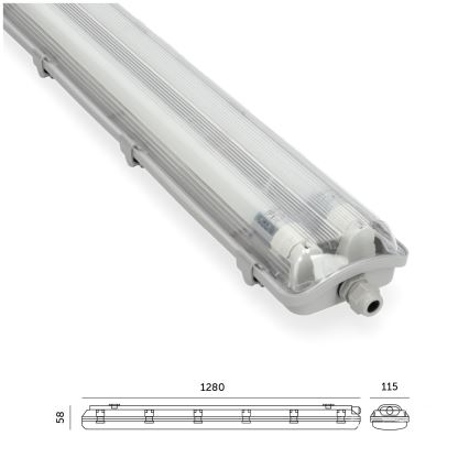 BRILAGI - LED индустриално прахозащитено тръбно осветително тяло OPTIMA T8 2xG13/18W/230V 4000K IP65 128 cm - палета 110 бр.