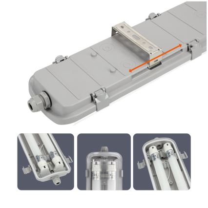 Brilagi - LED техническо прахозащитено тръбно осветително тяло OPTIMA T8 2xG13/9W/230V 4000K IP65 67,5 cm