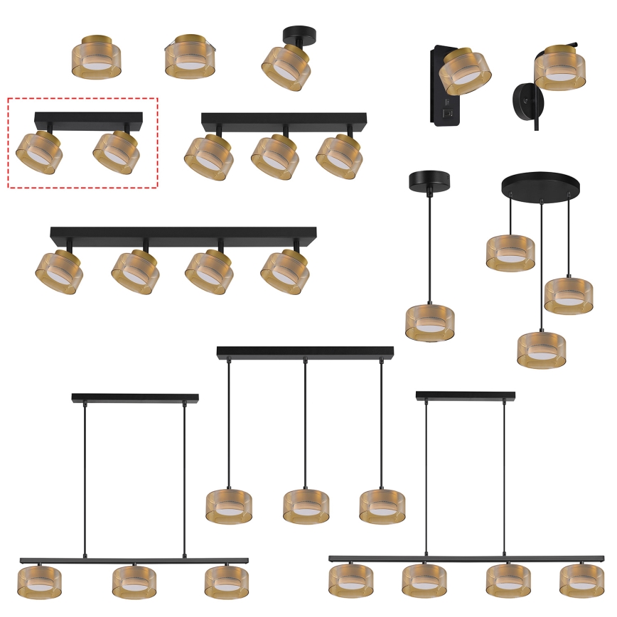 Brilagi - LED Точково осветително тяло AURA LUX 2xGX53/30W/230V черно/златно