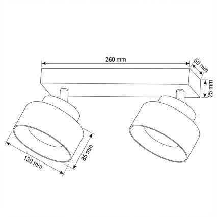 Brilagi - LED Точково осветително тяло AURA LUX 2xGX53/30W/230V черно/златно