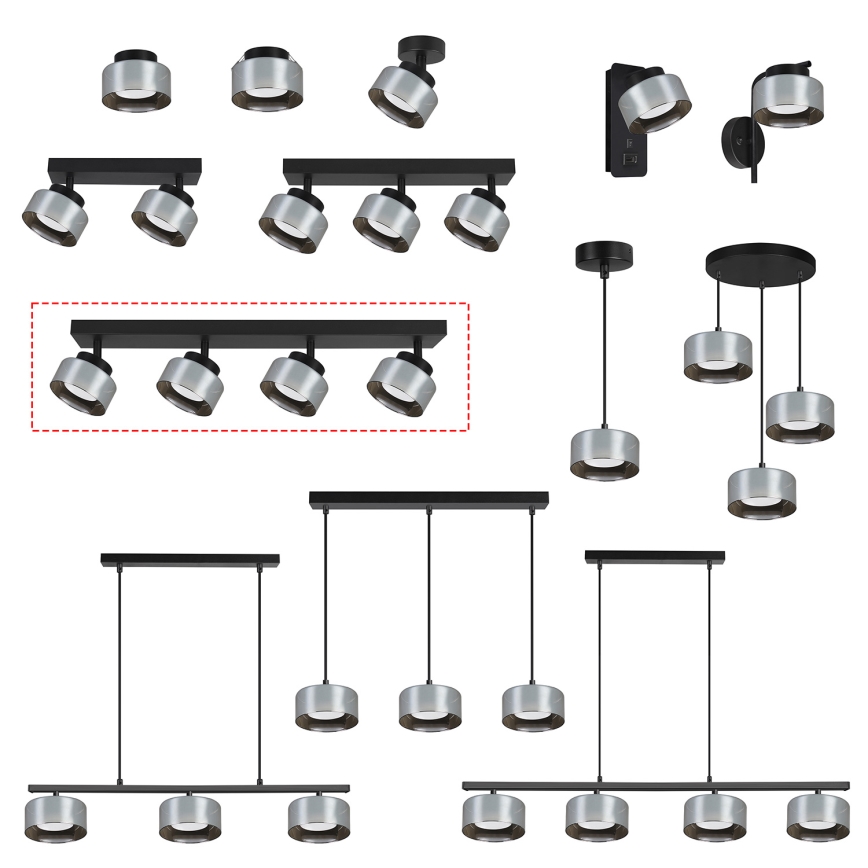 Brilagi - LED Точково осветително тяло AURA LUX 4xGX53/30W/230V černo/димно