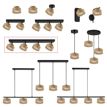 Brilagi - LED Точково осветително тяло AURA LUX 4xGX53/30W/230V черно/златно