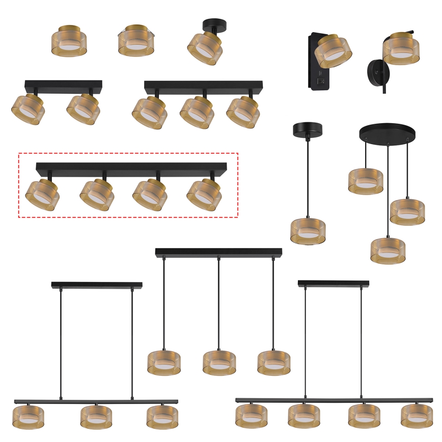 Brilagi - LED Точково осветително тяло AURA LUX 4xGX53/30W/230V черно/златно