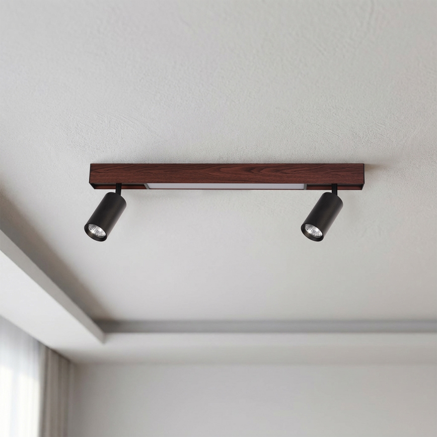 BRILAGI - LED точково осветително тяло SELE 2xGU10/30W/230V + LED/15W черно/дъбов декор