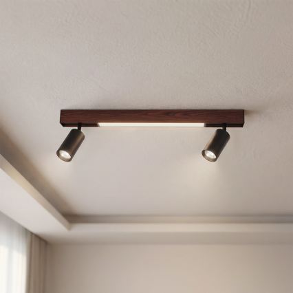 BRILAGI - LED точково осветително тяло SELE 2xGU10/30W/230V + LED/15W черно/дъбов декор