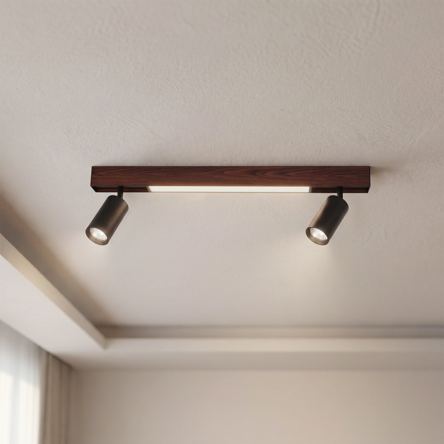 BRILAGI - LED точково осветително тяло SELE 2xGU10/30W/230V + LED/15W черно/дъбов декор