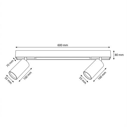 Brilagi - LED точково осветително тяло SELE 2xGU10/30W/230V + LED/15W черно