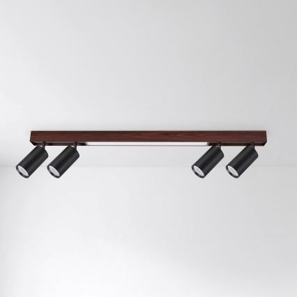 BRILAGI - LED точково осветително тяло SELE 4xGU10/30W/230V + LED/20W черно/дъбов декор