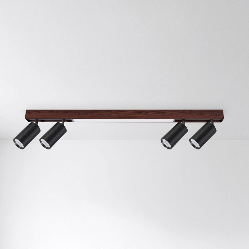 BRILAGI - LED точково осветително тяло SELE 4xGU10/30W/230V + LED/20W черно/дъбов декор