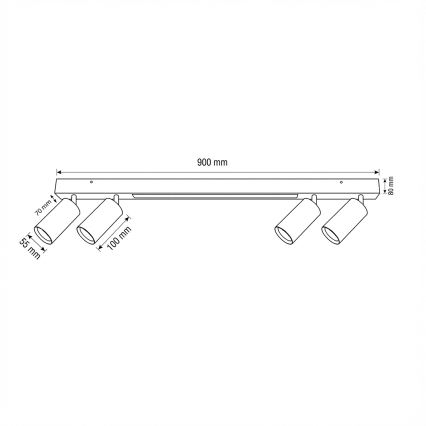 Brilagi - LED точково осветително тяло SELE 4xGU10/30W/230V + LED/20W черно