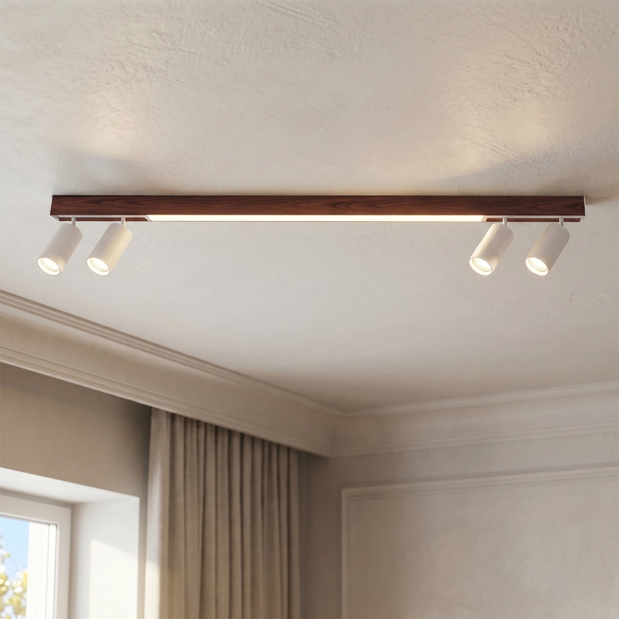BRILAGI - LED точково осветително тяло SELE 4xGU10/30W/230V + LED/25W бяло/дъбов декор