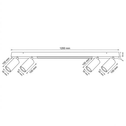BRILAGI - LED точково осветително тяло SELE 4xGU10/30W/230V + LED/25W бяло/дъбов декор