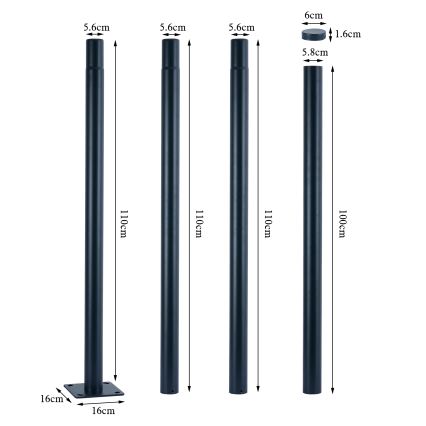 Brilagi - LED улична лампа със стълб 4 m URBANSPARK LED/120W/230V антрацит IP65