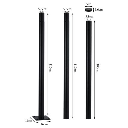 Brilagi - LED улична лампа с стълб 3 m URBANSPARK LED/120W/230V черна IP65