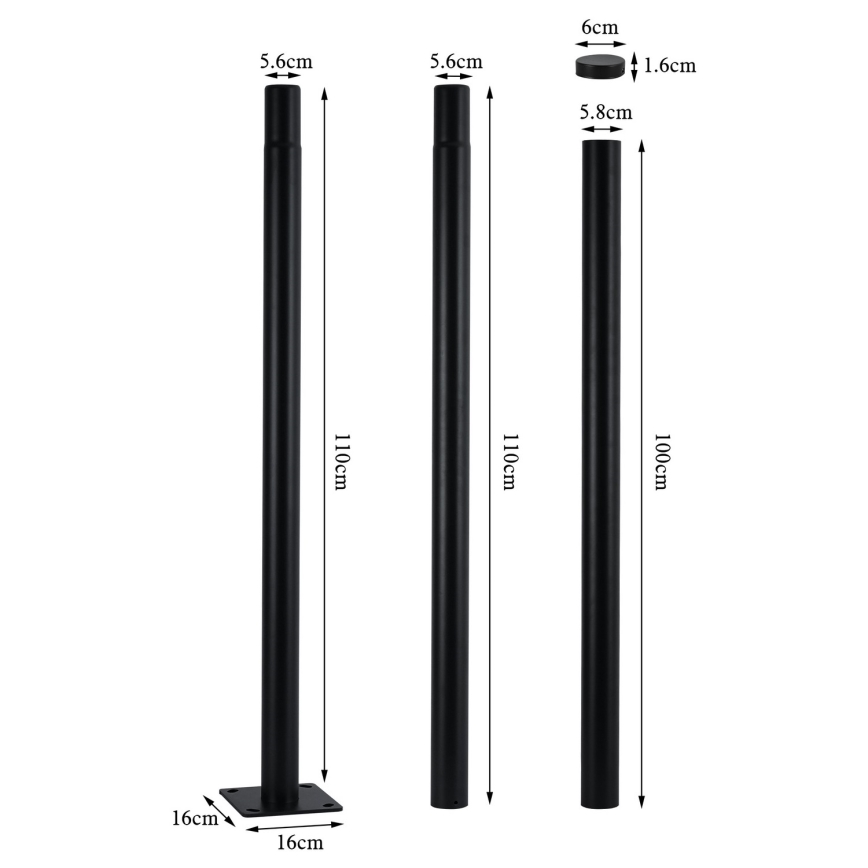Brilagi - LED улична лампа с стълб 3 m URBANSPARK LED/120W/230V черна IP65