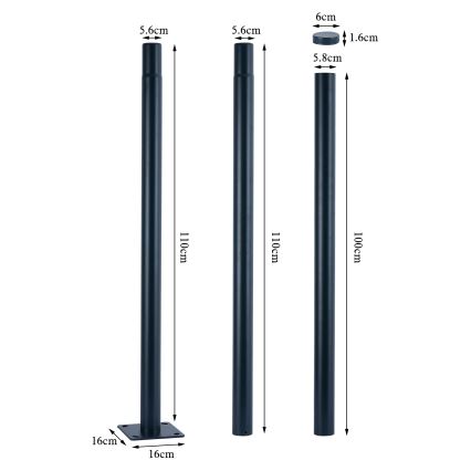 Brilagi - LED улична лампа със стълб 3 м URBANSPARK LED/120W/230V антрацит IP65